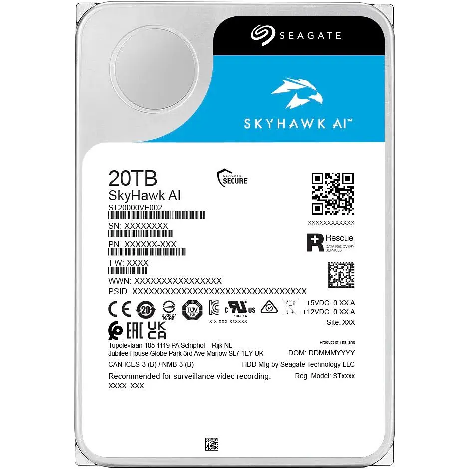 Жорсткий диск 3.5" Seagate SkyHawk AI 20 TB SATA 512 MB [ST20000VE003] [141022] - фото 4
