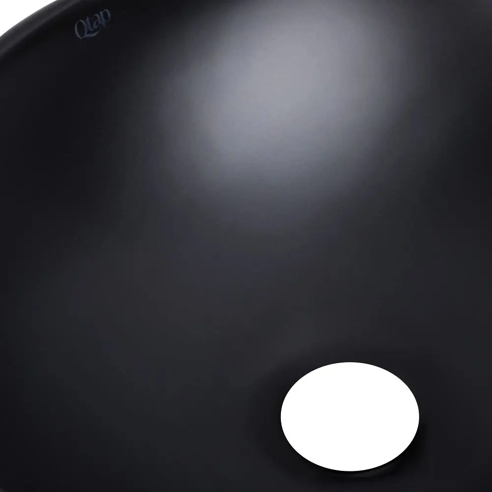 Умивальник Qtap Dove накладний овальний 410x335x145 мм Black matt + донний клапан PU03, Чорний матовий - фото 5