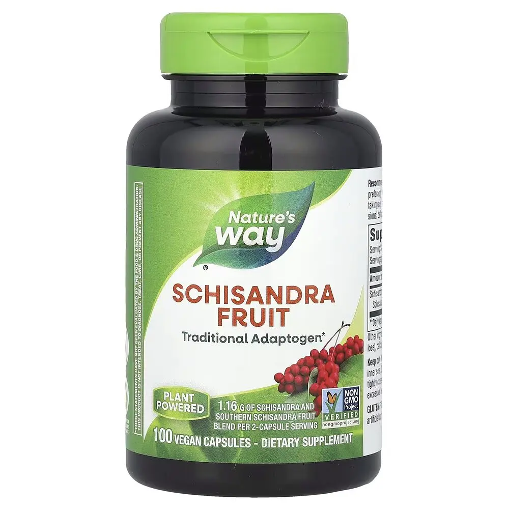 Шизандра Nature's Way Schisandra Fruit, 100 вегакапсул для підтримки роботи печінки та імунної системи