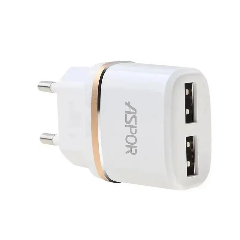 Мережевий зарядний пристрій Aspor A828 Eco 2USB/2.4A + кабель USB – Micro- білий - фото 2