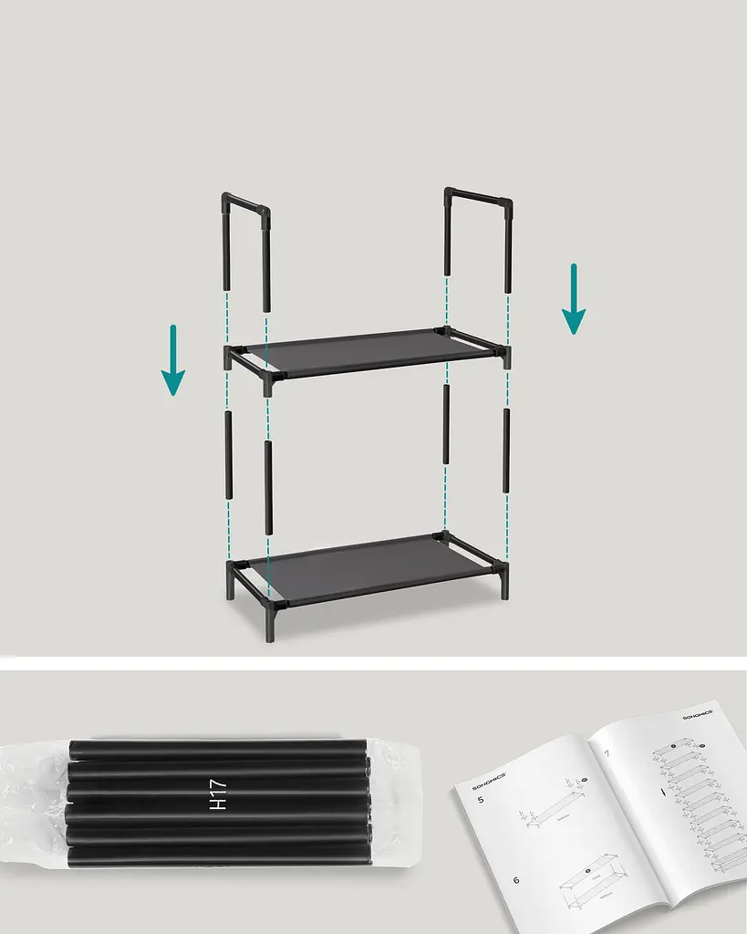 Полиця для взуття Leobert Neo Clean підлогова на 10 ярусів, чорний - фото 5
