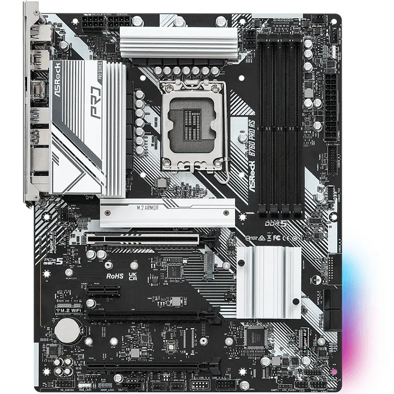 Материнська плата ASRock B760 PRO RS (1700/B760, 4xDDR5, 3xPCIex16, 4xSATAIII, 3xM.2, 2.5GLan, 7.1ch, ATX) - фото 6