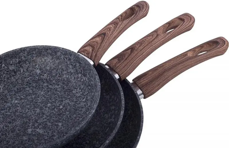 Набір 3 сковороди Grey Marble, індукційні з антипригарним покриттям Kamille Ø20х4,5 см, Ø24х5,5 см, Ø28х6,5 см kuh0007252 - фото 4