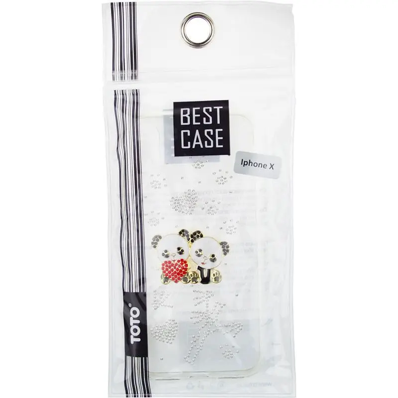 Чохол-накладка Toto TPU case with stones iPhone X Panda Transparent - фото 2