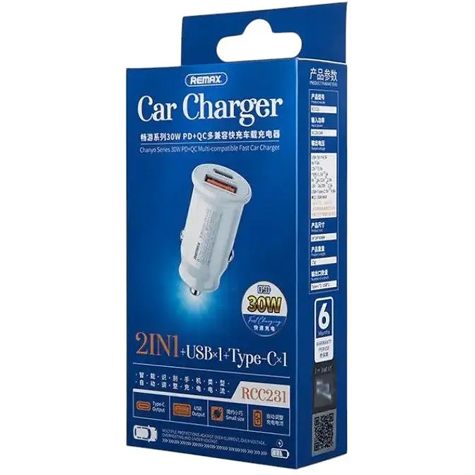 Автомобільний зарядний пристрій Remax RCC231 USB-QC3.0 PD3.0 Type-C (4.5A/30W) Black - фото 3