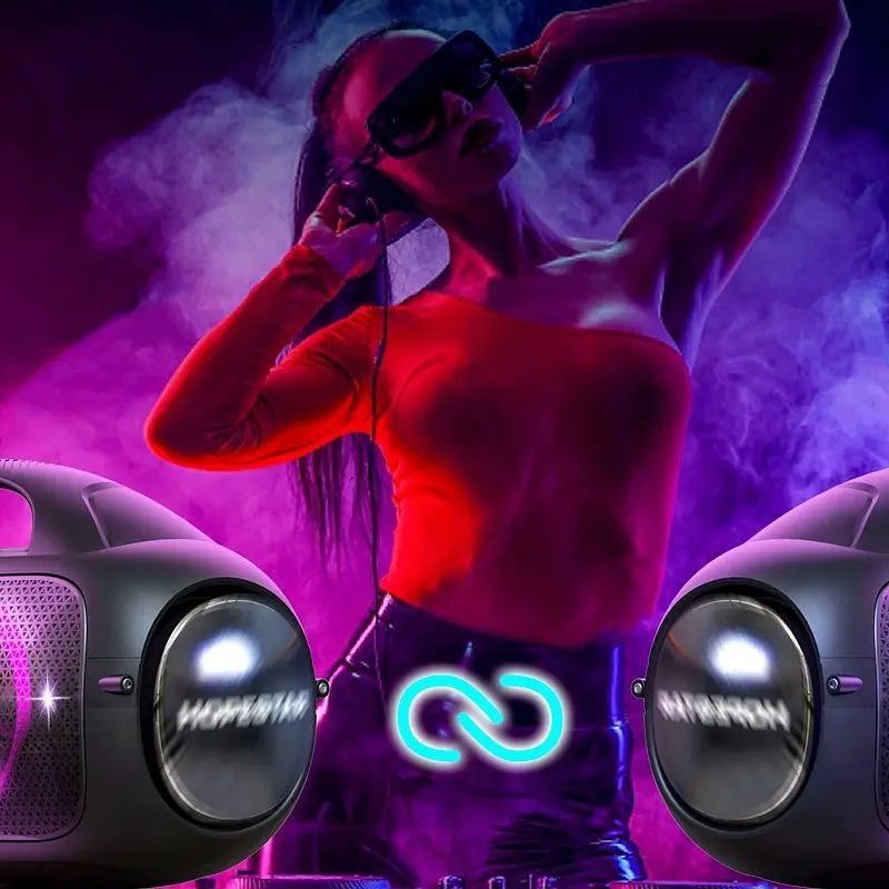 Бездротова акумуляторна Bluetooth колонка BT5.0 бумбокс 80W TWS AUX/TF/USB 8h IPX5 LED RGB підсвічування Hopestar A50 Party - фото 8