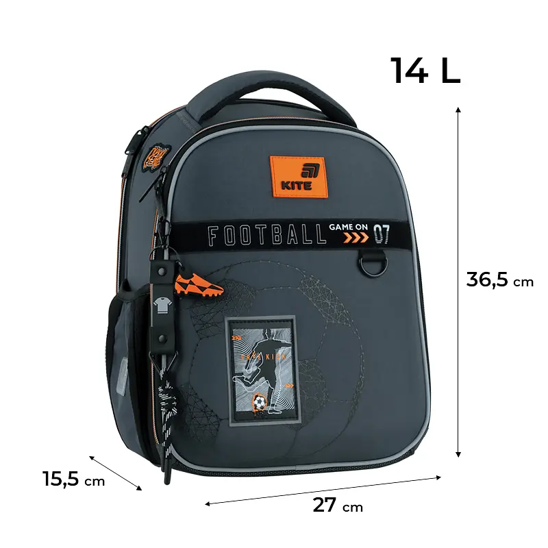Рюкзак Kite Education каркасний 555 Goal Сірий (K26-555S-6) - фото 3