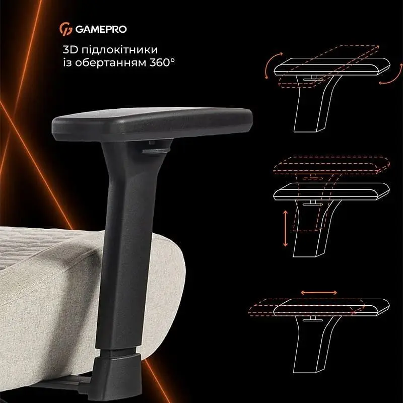 Крісло для геймерів GamePro Fabric Light Gray (GC760LG) - фото 11