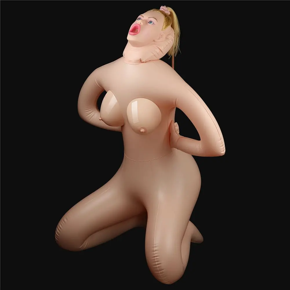 Секс-лялька Lovetoy Cowgirl Style Love Doll надувна з 3 отворами в позі наїзниці 89 см тілесна - фото 8