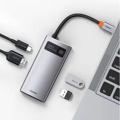 Концентратор Baseus Metal Gleam Series 4-in-1 Multifunctional Gray (CAHUB-CY0G) - фото 2