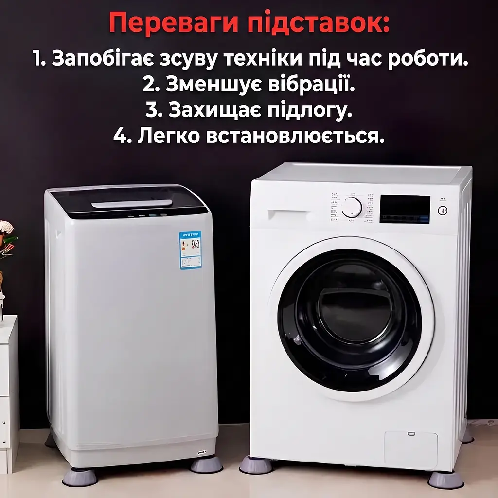 Антивібраційні підставки для пральної машини 8 х 3,5 см (комплект, 4 шт.) - фото 3
