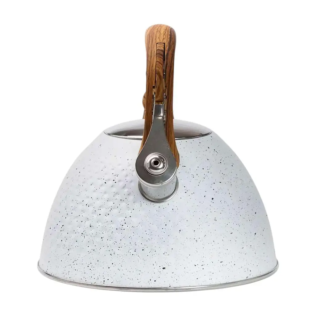 Металлический чайник с нержавеющей стали Haus Roland со свистком 3л Белый - фото 5