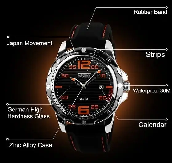 Чоловічий наручний годинник Skmei Robby Steel 0992S (Чорний) - фото 3