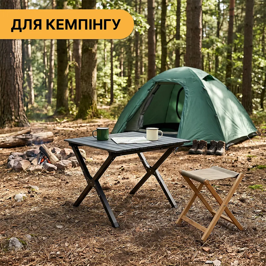Розкладний туристичний стіл LEOBRO Camp Black M (LB-1066) - фото 8