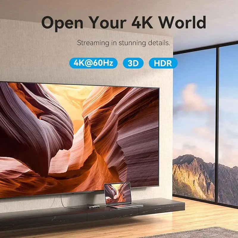 Док-станція USB3.1 Type-C - HDMI 60Hz/USB 3.0x3/PD 100W 5-in-1 Vention (TQDHB) - фото 3