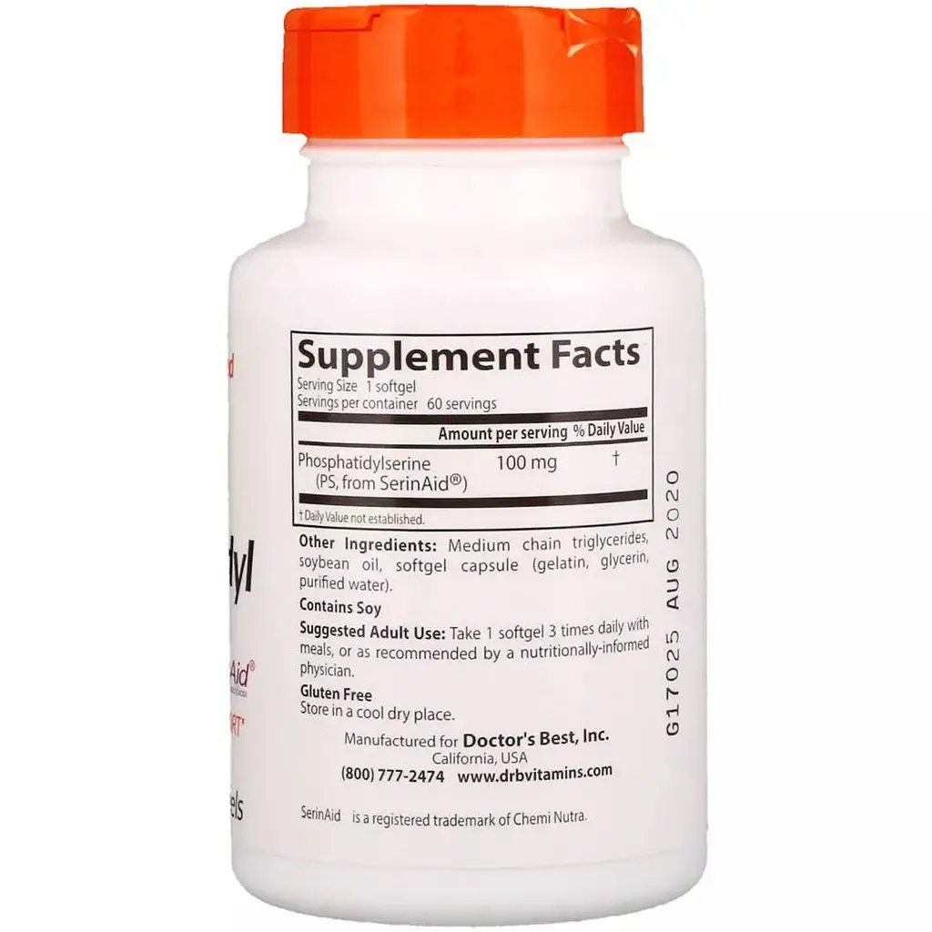 Фосфатидилсерин Doctor's Best Phosphatidylserine with SerinAid 100 мг 60 желатинових капсул - фото 2