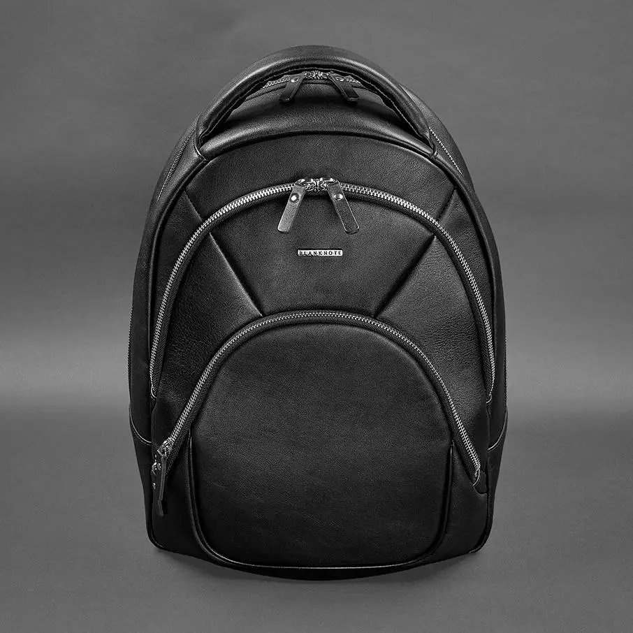 Шкіряний рюкзак чорний краст - фото 8