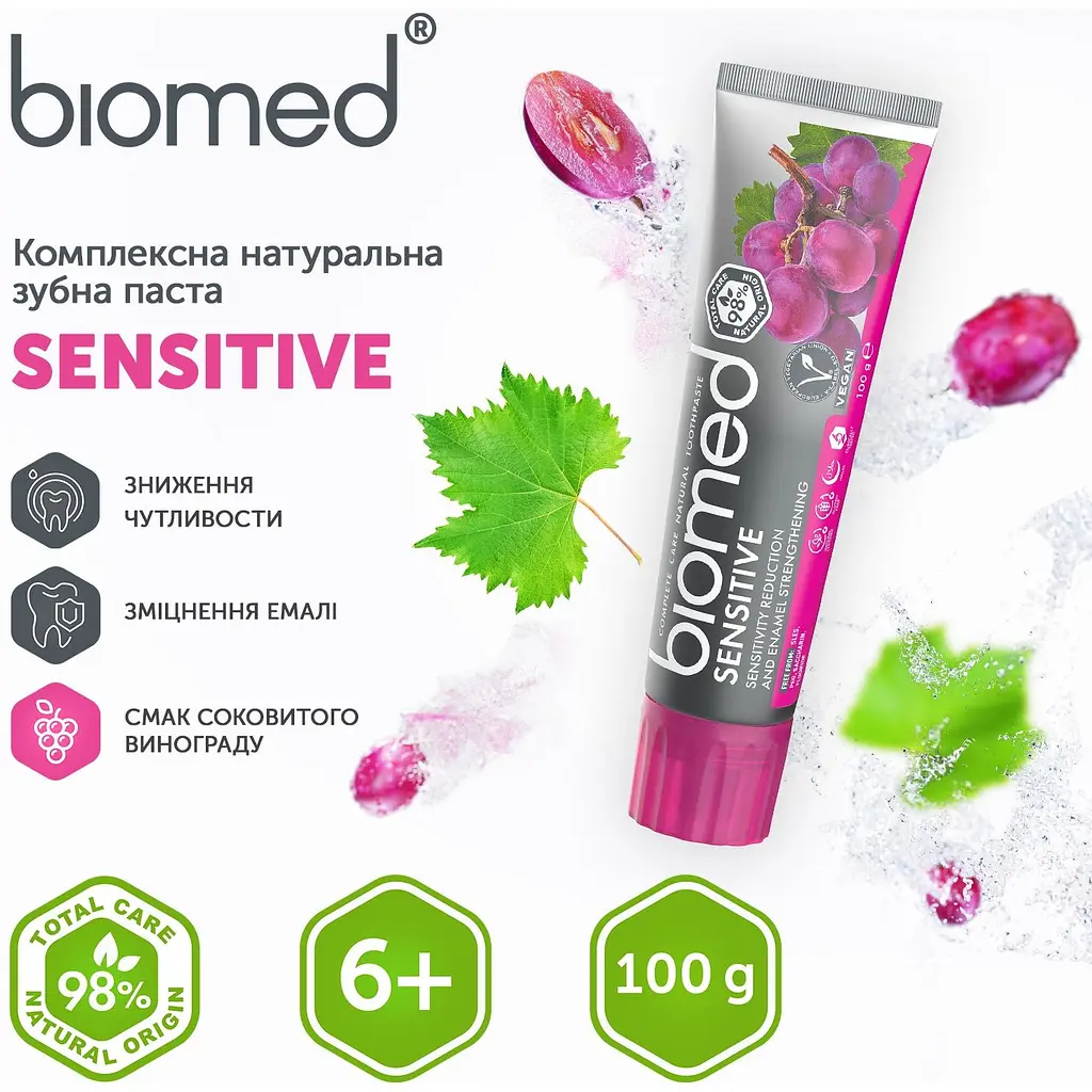 Уцінка. Зубна паста Biomed Sensetive Зміцнення емалі і зниження чутливості 100 г - фото 7