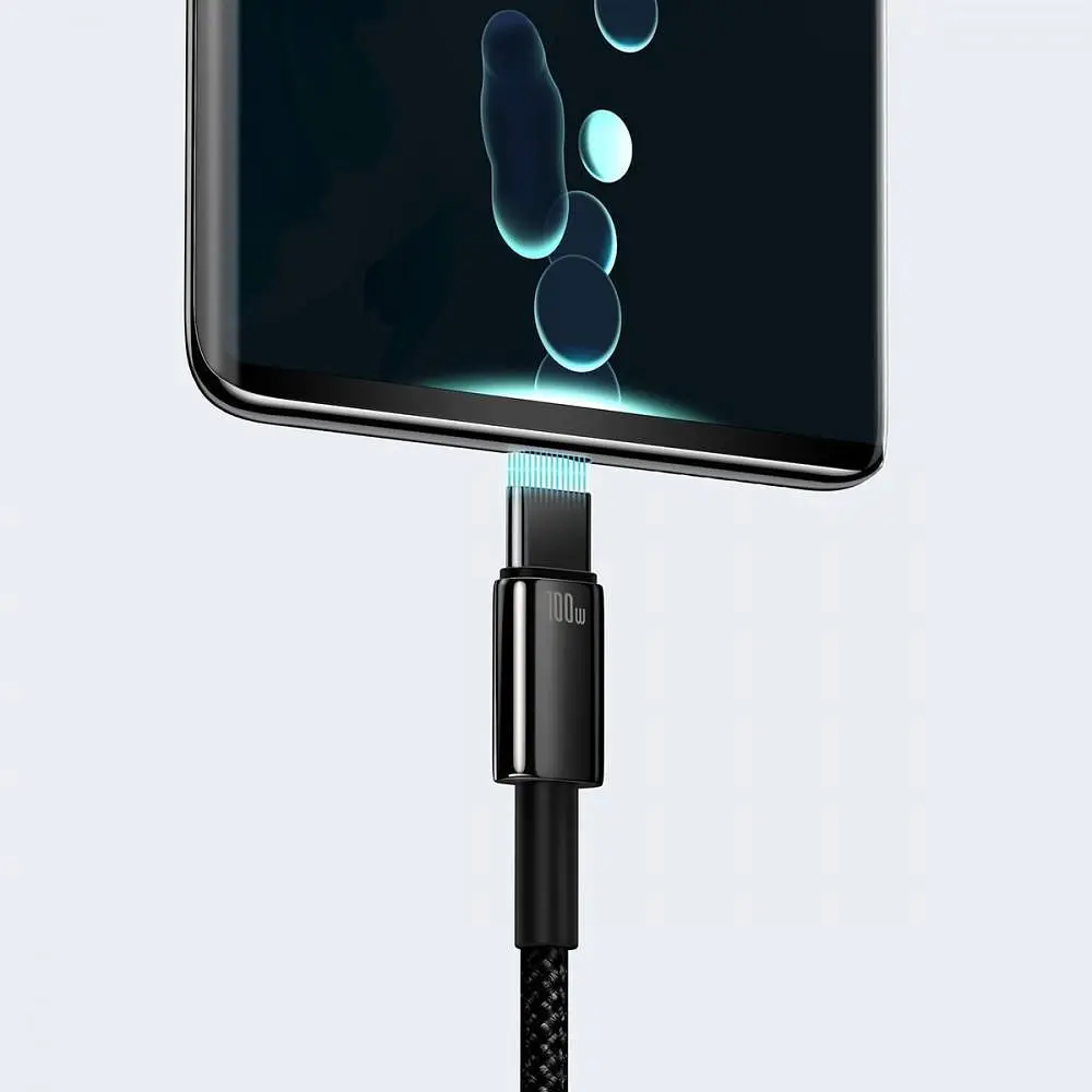 Кабель Baseus Tungsten Gold Fast Charging USB to Type-C 100W (2m) black (CAWJ000101) - фото 7