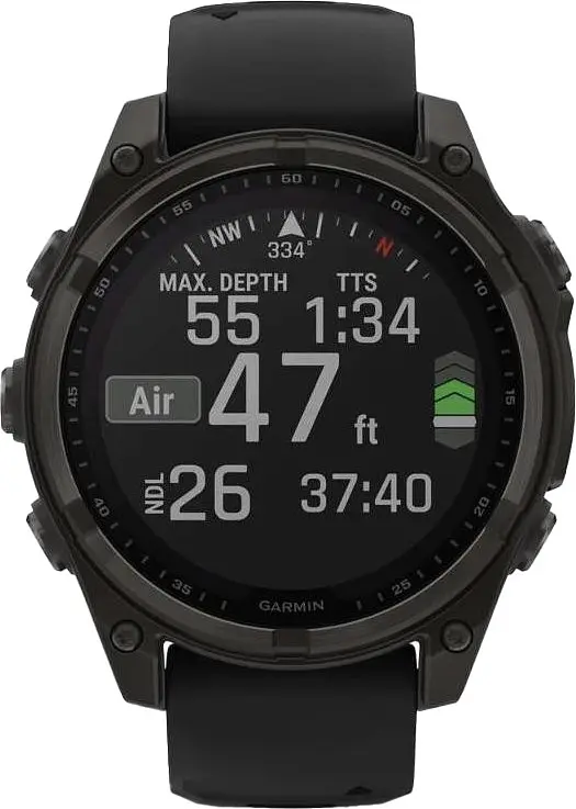 Смарт-годинник Garmin Fenix 8 51mm Solar Sapphire Carbon Gray DLC Titanium w. Black/Pebble Gray S. Band (010-02907-10/11/7