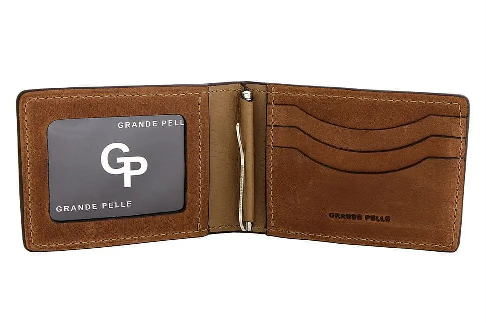 Затискач-портмоне теракота GRANDE PELLE 11х8х0.5 см acs0032110 - фото 4