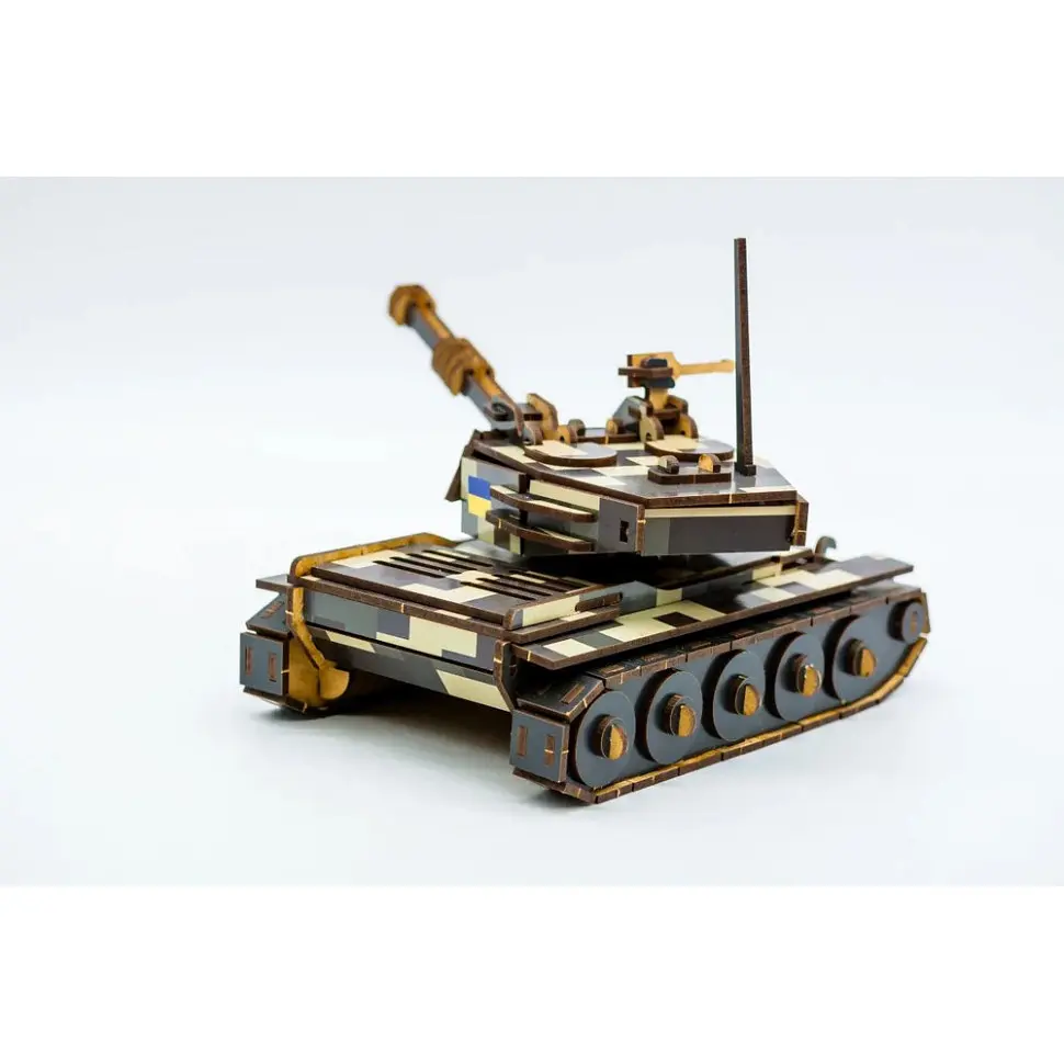 Деревянный 3D конструктор Танк PuzzleOk 162-0074 162 детали - фото 3