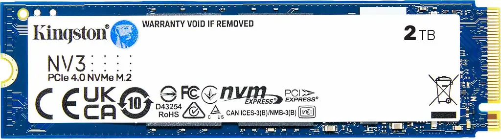 Накопичувач SSD Kingston NV3 M.2 2280 PCIe 4.0 x4 NVMe 3D TLC 2TB (SNV3S/2000G)