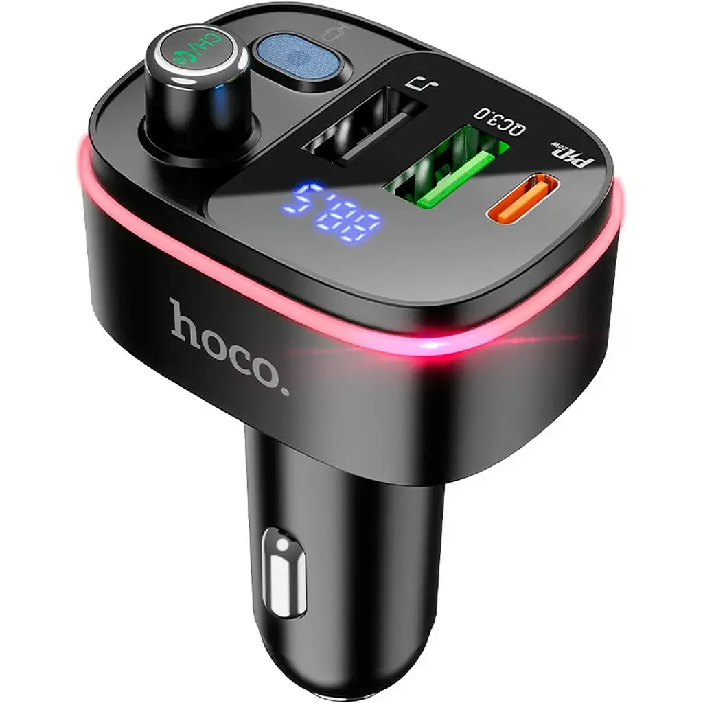 FM-трансмітер Hoco E62 Fast PD20W+QC3.0 car BT FM transmitter чорний - фото 2