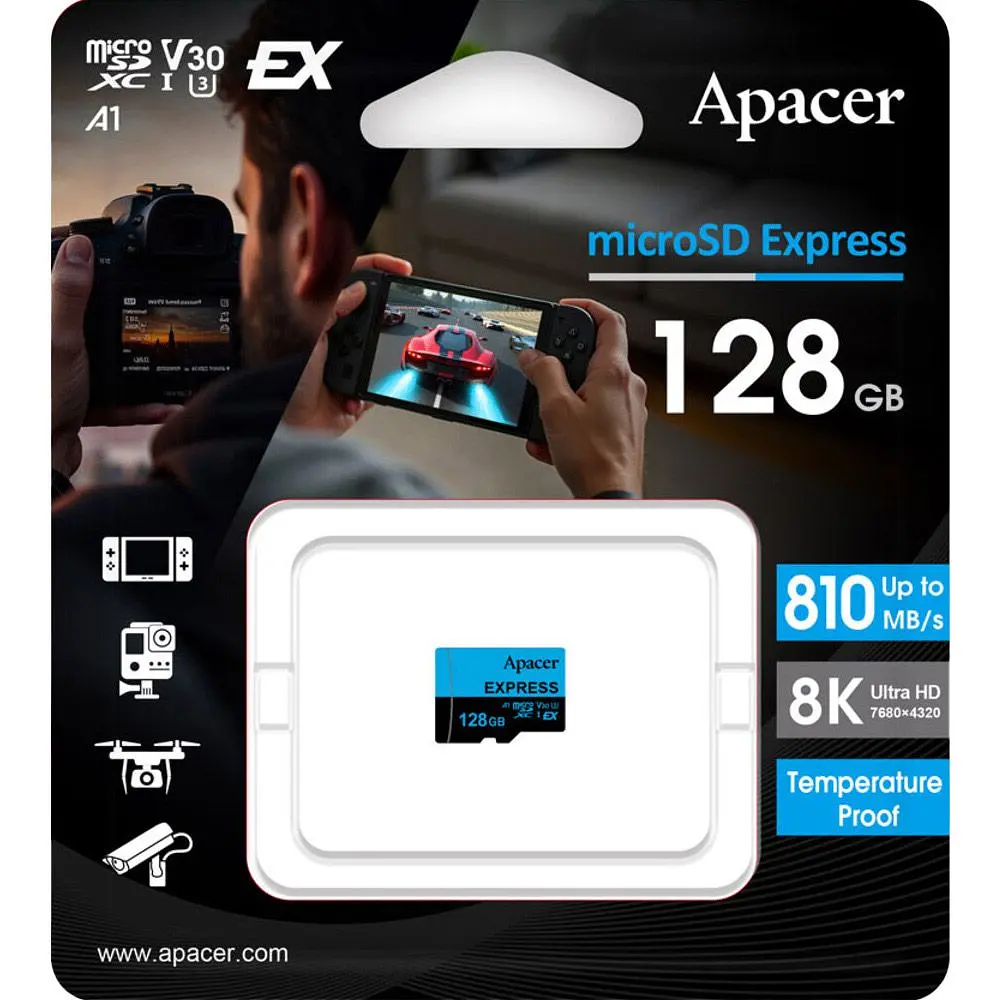 Карта пам'яті Apacer microSDXC 128GB Class 10 UHS-I U3 V30 A1 (AP128GMCEXG3X17-RA) [150033] - фото 2