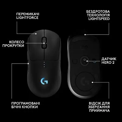 Комп'ютерна мишка Logitech G Pro 2 Lightspeed Wireless Black (910-007295) - фото 6