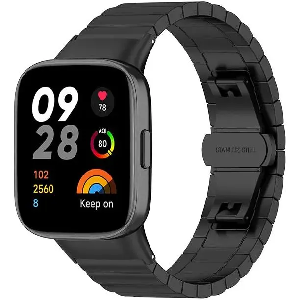 Ремінець DK Metal Link Steel Watch Band для Xiaomi Redmi Watch 3 (black) - фото 3