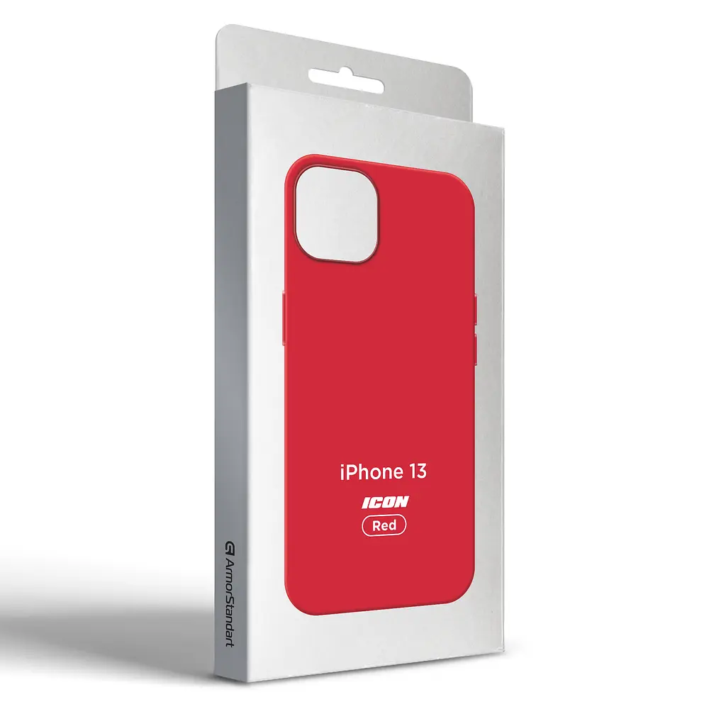 Силиконовый чехол для Apple iPhone 13, ICON2 Case, красный, противоударный, панель, защита всего корпуса, матовая поверхность Soft Touch, выступает над дисплеем, совместим с защитными стеклами и пленками, с микрофиброй, ArmorStandart (ARM60483) - фото 9