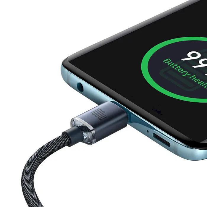 Кабель Baseus Crystal Shine Series Fast Charging Data Cable Type-C to Type-C 100 W 2 m Black (CAJY000701) - фото 4
