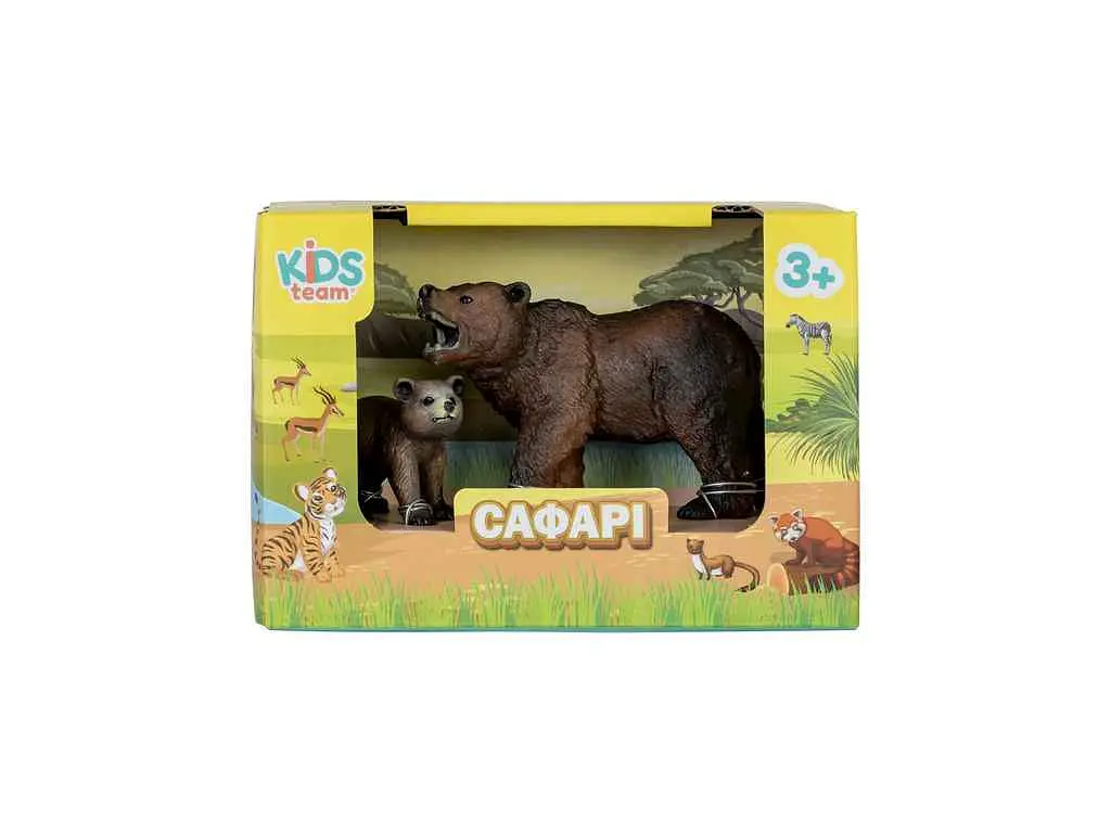 Набір тварин KIDS TEAM ANIMALS Сафарі Q9899-A37 Бурий Ведмідь та медвежа - фото 4