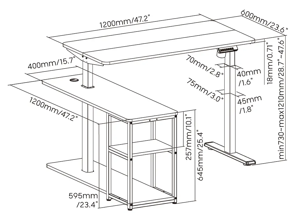 Комп'ютерний стіл OfficePro з електрорегулюванням висоти чорний (ODE119B) - фото 14