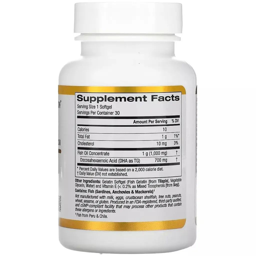 Риб'ячий жир DHA 700 California Gold Nutrition DHA 700 Fish Oil 1000 мг 30 желатинових капсул - фото 2