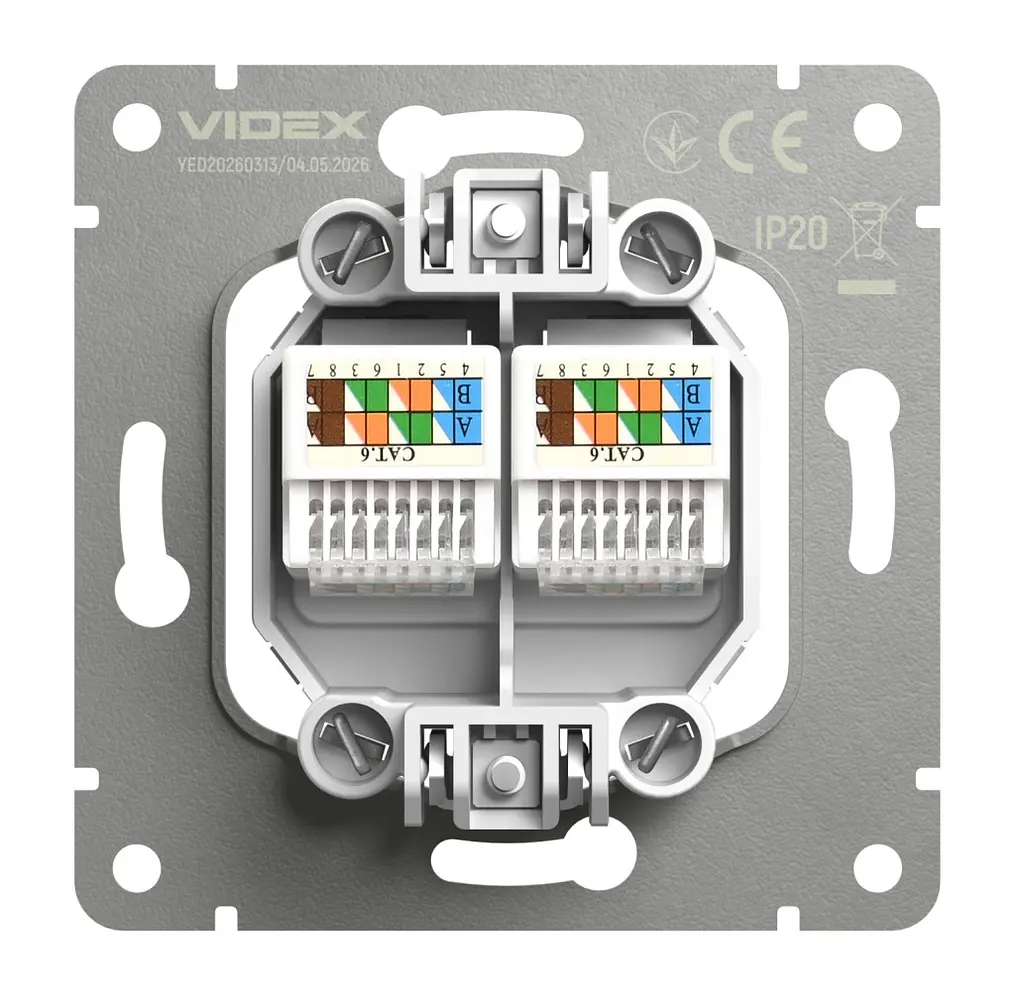 Розетка Videx Nota CAT6e подвійна комп'ютерна мокко (VF-NT-SK2PC6-BR) - фото 4