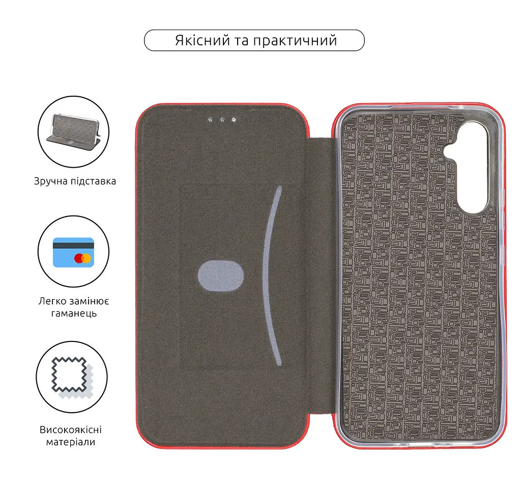 Чехол-книжка для Samsung Galaxy A34 5G (A346), G-Case, красный, кожаный чехол-книжка из экокожи (PU) и TPU, с магнитом, с подставкой и вместительным кардхолдером, противоударный, защита всего корпуса, ArmorStandart (ARM72808) - фото 3