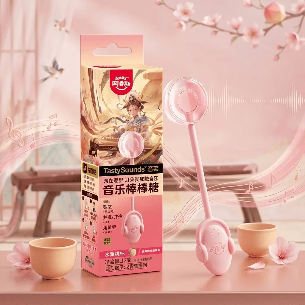 Льодяник Amos Tasty Sounds Audio Lollipop Peach Flavor 12г - фото 2