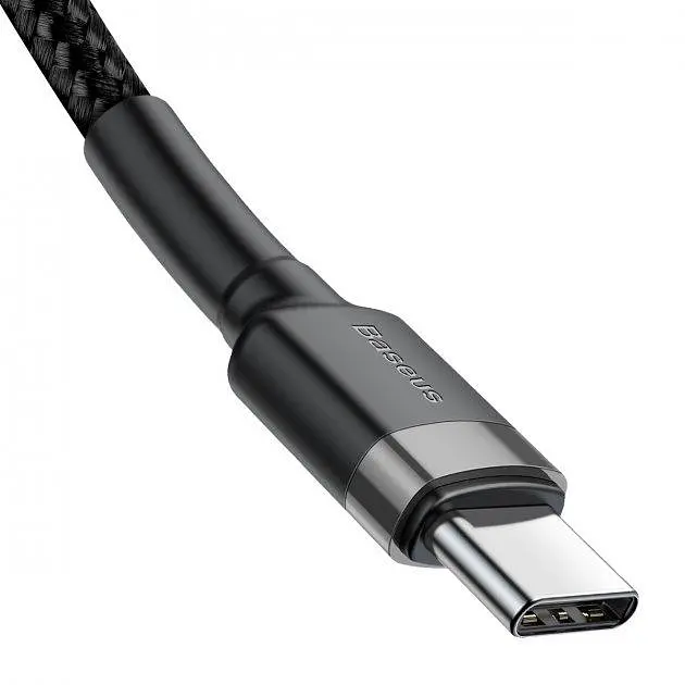 Кабель Baseus cafule Cable PD2.0 60W Type-c/Type-c (20v-3a) 2M сірий+чорний (CATKLF-HG1) - фото 4