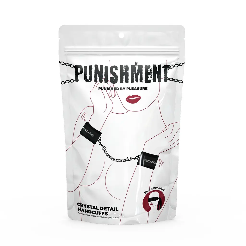 Наручники Punishment – Crystal Detail Handcuffs – Black, знімний ланцюжок, оздоблені кристалами - фото 3