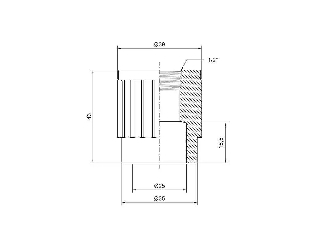 Муфта Thermo Alliance 1/2" d 25мм поліпропіленова 1/2"В для поліпроп. труб (DSB203) - фото 2