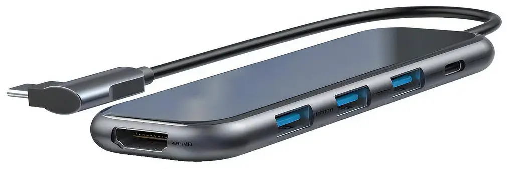 Мультіпортовий адаптер USB Хаб Baseus Multi-functional HUB 3USB3.0/HD4K/PD Gray CAHUB-BZ0G - фото 2