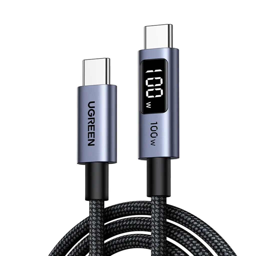 Кабель UGREEN L529 USB-C - USB-C PD 100 Вт з дисплеєм 2 м чорно-сірий (65863)