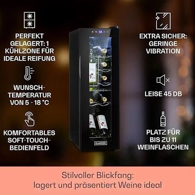 Винный холодильник Klarstein Shiraz 12 Slim Uno (10034625) - фото 2