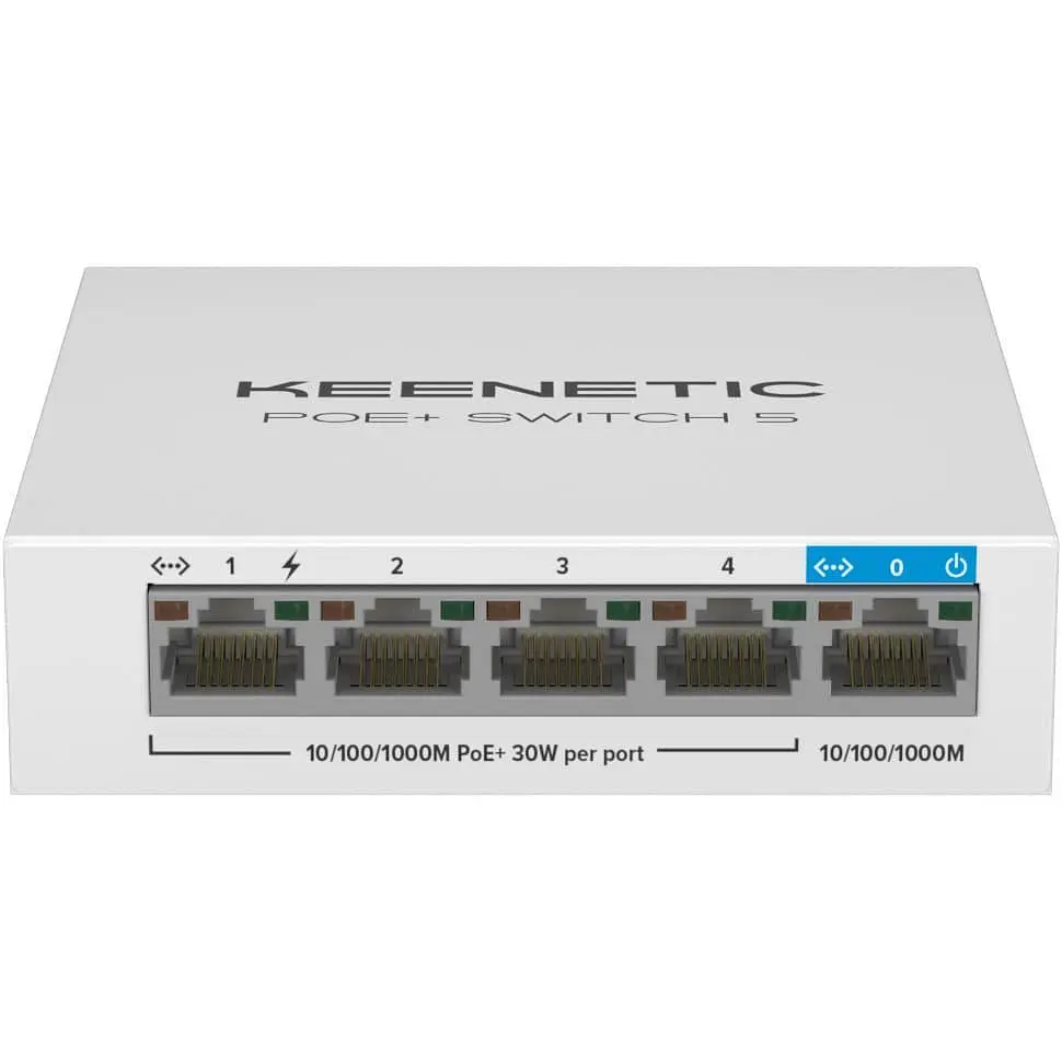 Комутатор Keenetic 5-портовий гігабітний комутатор з 4 портами PoE+ т а бюджетом потужності 60 Вт PoE+Switch5 (KN-4610) - фото 2