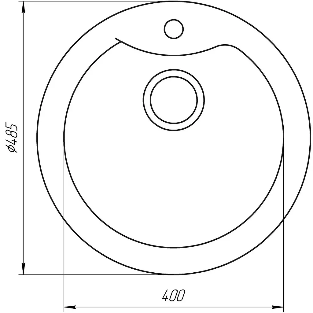 Гранитная мойка Globus Lux Orta черный металлик 485мм-А0001 - фото 4