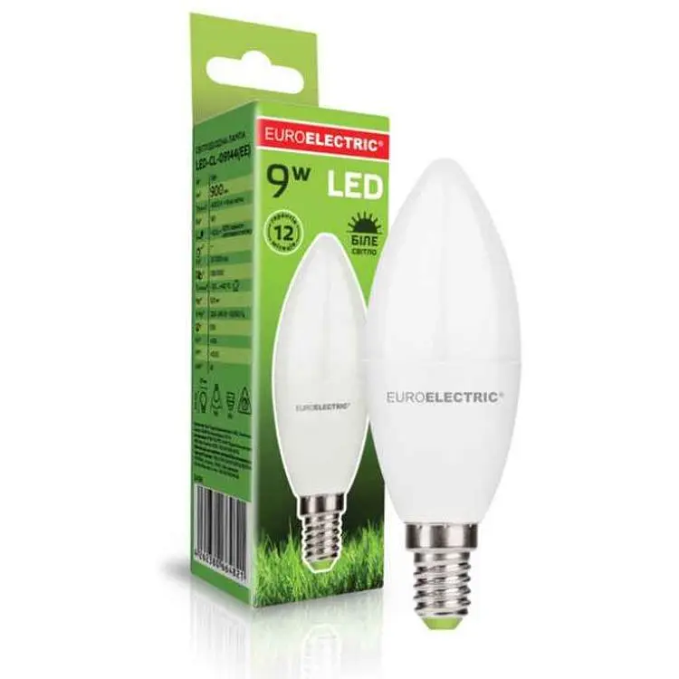 Лампа світлодіодна EUROELECTRIC 9W E14 CL (100)