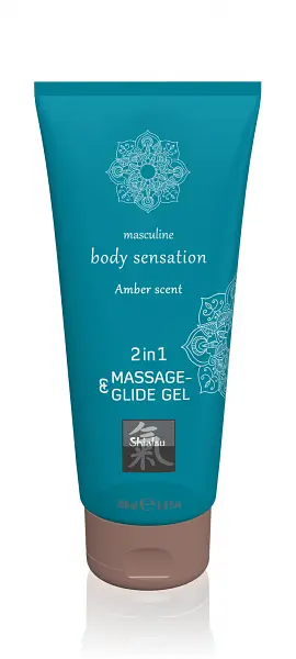 Лубрикант Shiatsu Amber Scent Massage and Glide Gel 2in1 - та масажне масло 2 в 1, 200 мл