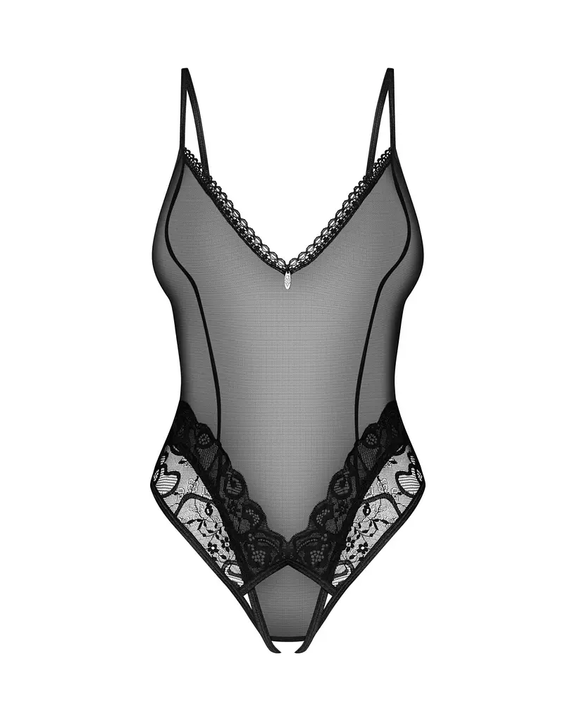 Тедді з доступом Obsessive Blomentis crotchless teddy, M/L, прозоре, відкрита спина, низ-стрінги - фото 3